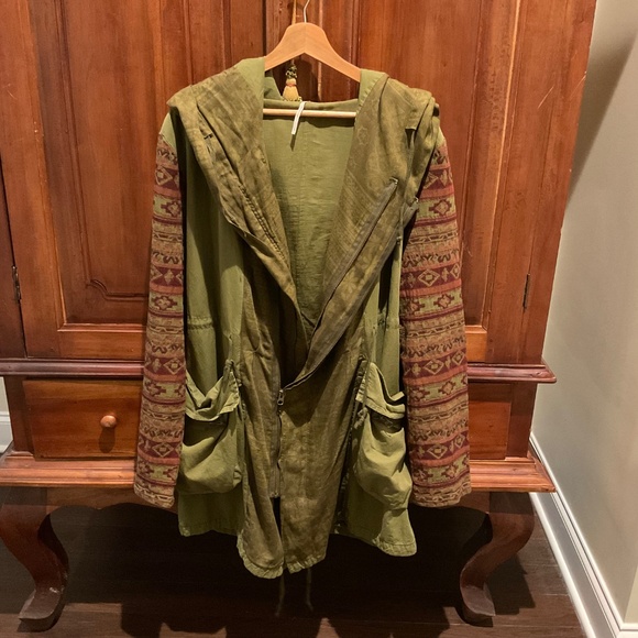 Free people Mixed Media Tapestry Jacket, , Green/ Brown, Size L - Picture 4 of 11